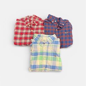 Vineyard Vines Kids Plaid Button Down Shirts Bundle - Red, Blue, Green Size 6